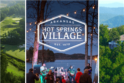 Aerial view of Lot 29, Block 3 in Saline County, Arkansas, Hot Spring Village with lush greenery and surrounding neighborhood.