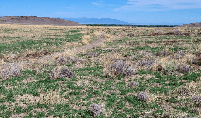 Aerial view of 3.15-acre Colorado land in Conejos County near Antonito, showing County Road 12.5 and surrounding landscape.