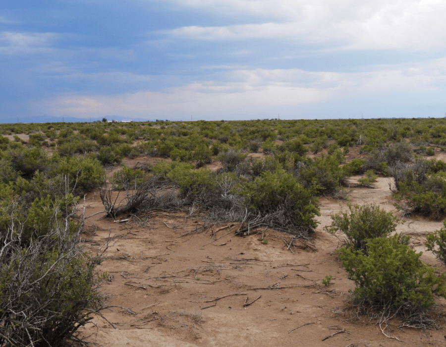 Aerial view of 5-acre Sangre De Cristo Estates Replat Lot 7 in Alamosa County, Colorado, with surrounding rural landscape.