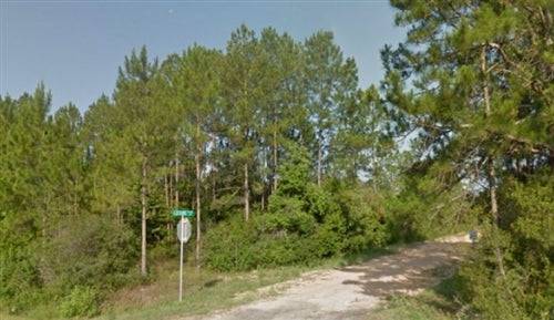 Aerial view of Florida Highway Estates lot in Bay County, Florida, showing undeveloped 0.46-acre land parcel with surrounding greenery.