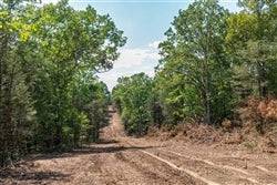 Aerial view of Taney County Missouri Heritage Bend Lot 24, 13.76-acre property with wooded and open land features.