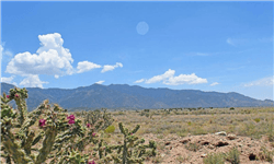 Aerial view of Valencia County New Mexico lot 24, block 63 in Rio Del Oro residential development, showing land boundaries and surrounding area.