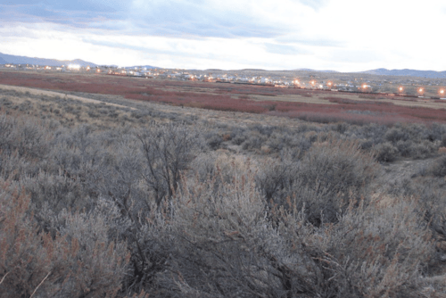 Aerial view of Nevada Elko County Last Chance Ranch, 2.27-acre Lot 13 in Unit 3, with visible land boundaries and surrounding landscape.