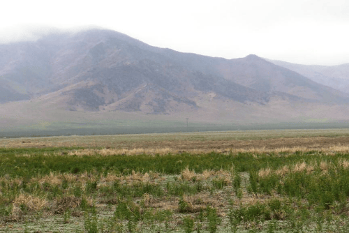 Aerial view of Nevada Pershing County 40-acre land parcel near Winnemucca, showcasing open desert landscape and surrounding terrain.