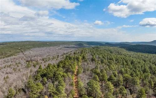 Aerial view of Oklahoma Latimer County Stone Bridge III 8.44-acre lot showing open land and natural surroundings.