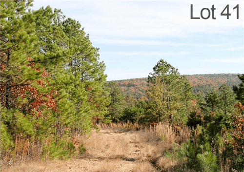Aerial view of Oklahoma Latimer County Stone Creek Ranch Lot 41, showcasing 14.79 acres of rural land and natural landscape.