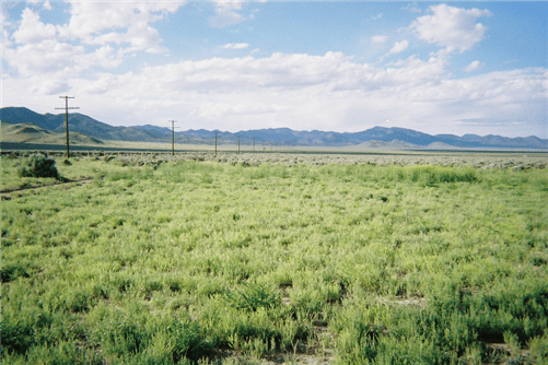 Aerial view of Utah Iron County 1.10-acre Garden Valley Ranchos land parcel with open space and surrounding natural landscape.