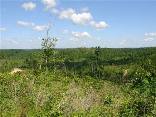 Aerial view of Missouri Shannon County Antler Ridge 20.86-acre land parcel for sale by Onlinelandsales.
