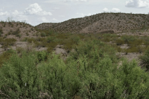 Aerial view of Texas Presidio County Orient Addition Lot 6, 1-acre property in Onlinelandsales real estate listing.