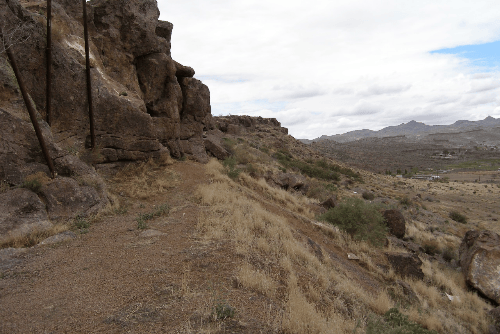 Aerial view of Arizona Mohave County Kingman Mountain lot 75 block 7, with visible land parcel and surrounding landscape.