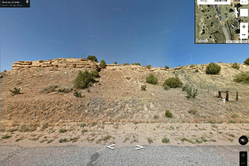 Aerial view of a 0.17-acre land lot on Churchill Ave in Fremont County, Colorado, available from Onlinelandsales.