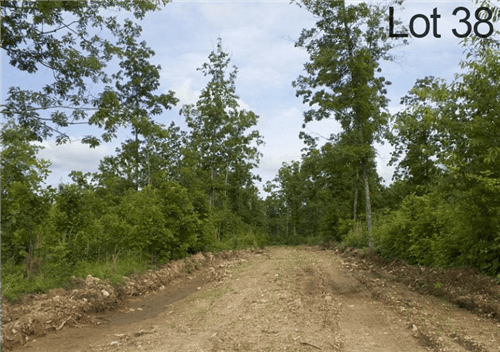 Aerial view of Missouri Thunder Mountain Ranch, Lot 38 in Shannon County, showing wooded 8-acre property with natural landscape.