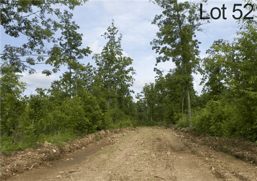 Aerial view of Missouri Thunder Mountain Ranch Lot 52 in Shannon County, showing wooded 8.13-acre property terrain.