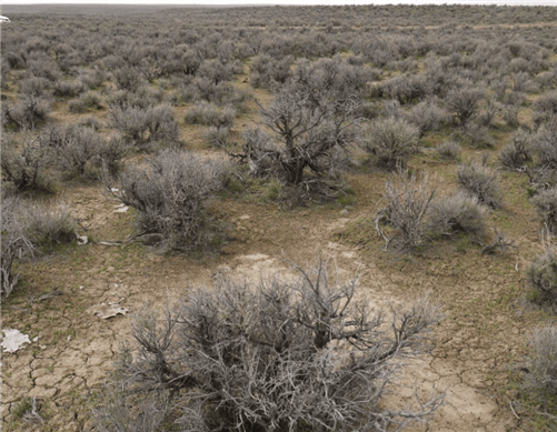 Aerial view of Nevada Elko County Ruby View Ranchos Lot 4 Block 4 Unit 3 with visible land and surrounding landscape.