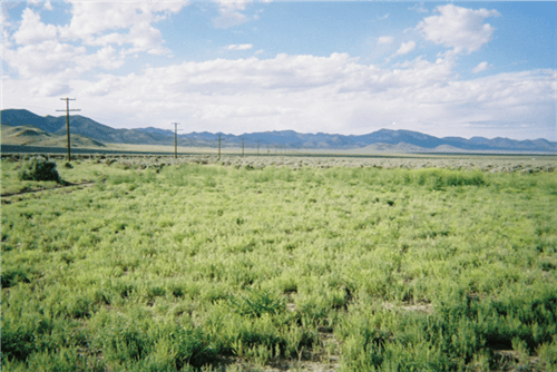 Aerial view of Utah Iron County Garden Valley Ranchos Lot 2873, 1.14-acre land parcel with open landscape and surrounding natural scenery.