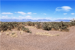 Aerial view of 10-acre Colorado land in Alamosa County near Blanca, showing open fields and rural landscape.
