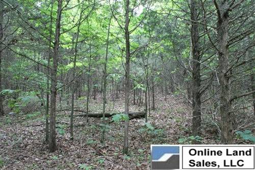Aerial view of Missouri Phelps County Cedar Ridge Ranch, 10.19 acres with wooded terrain and open fields, land for sale by Onlinelandsales.
