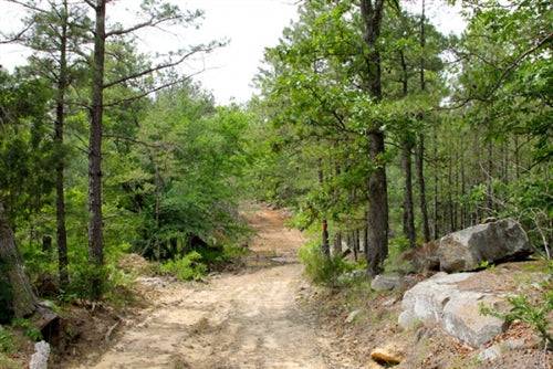 Aerial view of Oklahoma Trophy Ridge in Pushmataha County, showing 9.79-acre parcel with trees and open land.